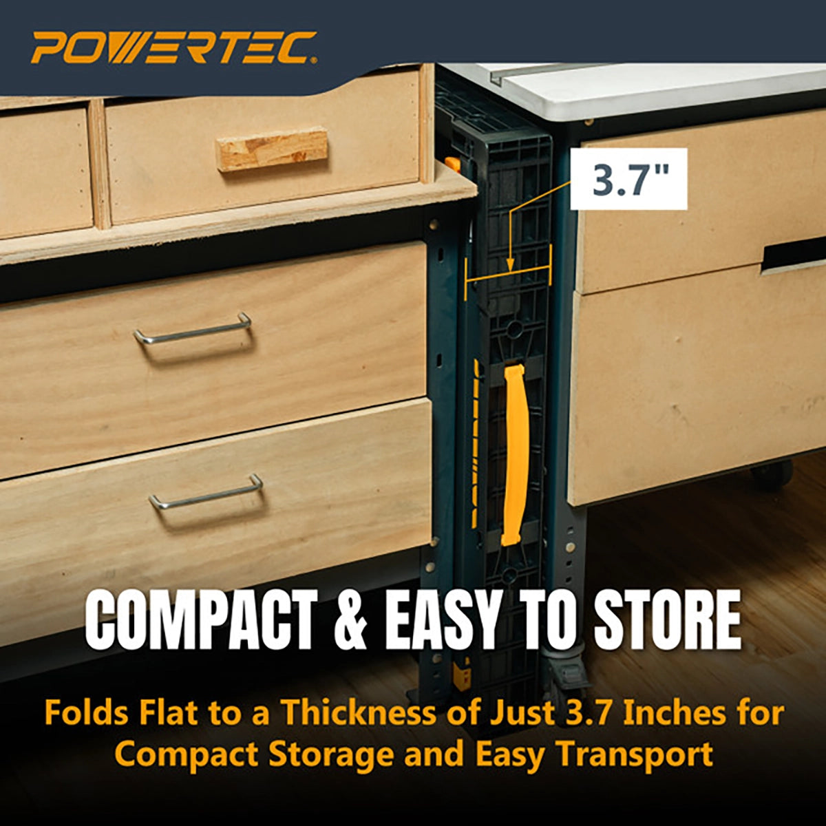 Powertec Portable Folding Worktable Compact and Easy to Store