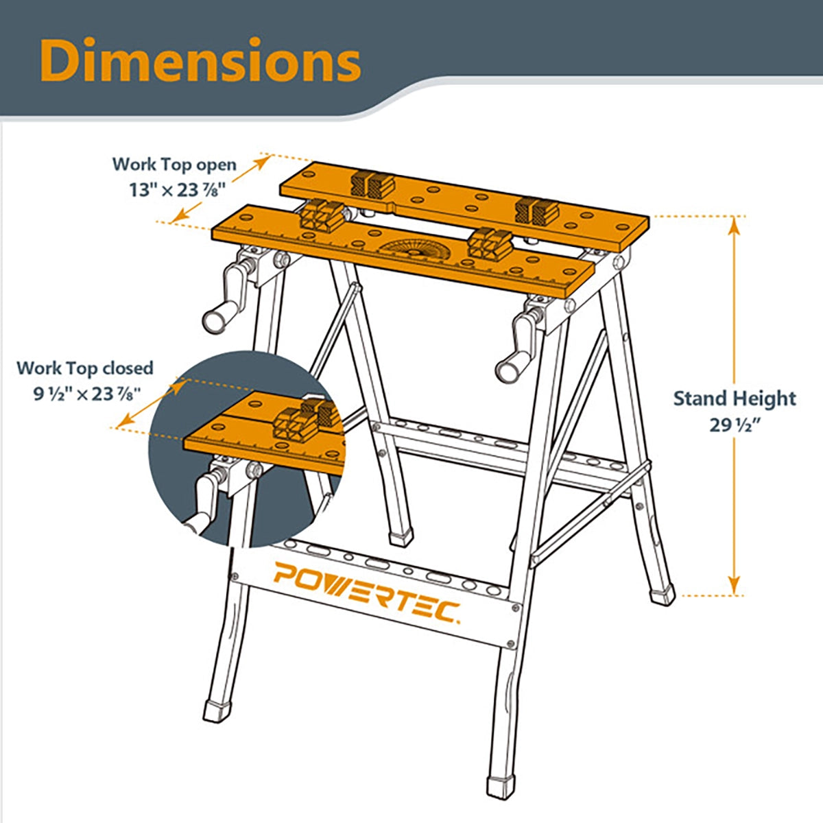 Powertec Portable Small Workbench Specs