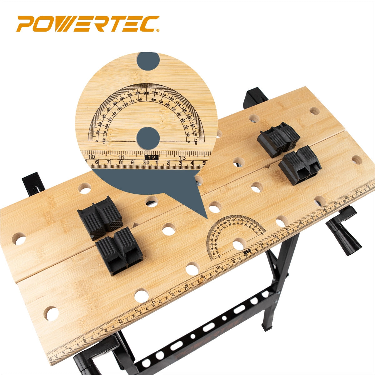 Powertec Portable Small Workbench Built In Protractor