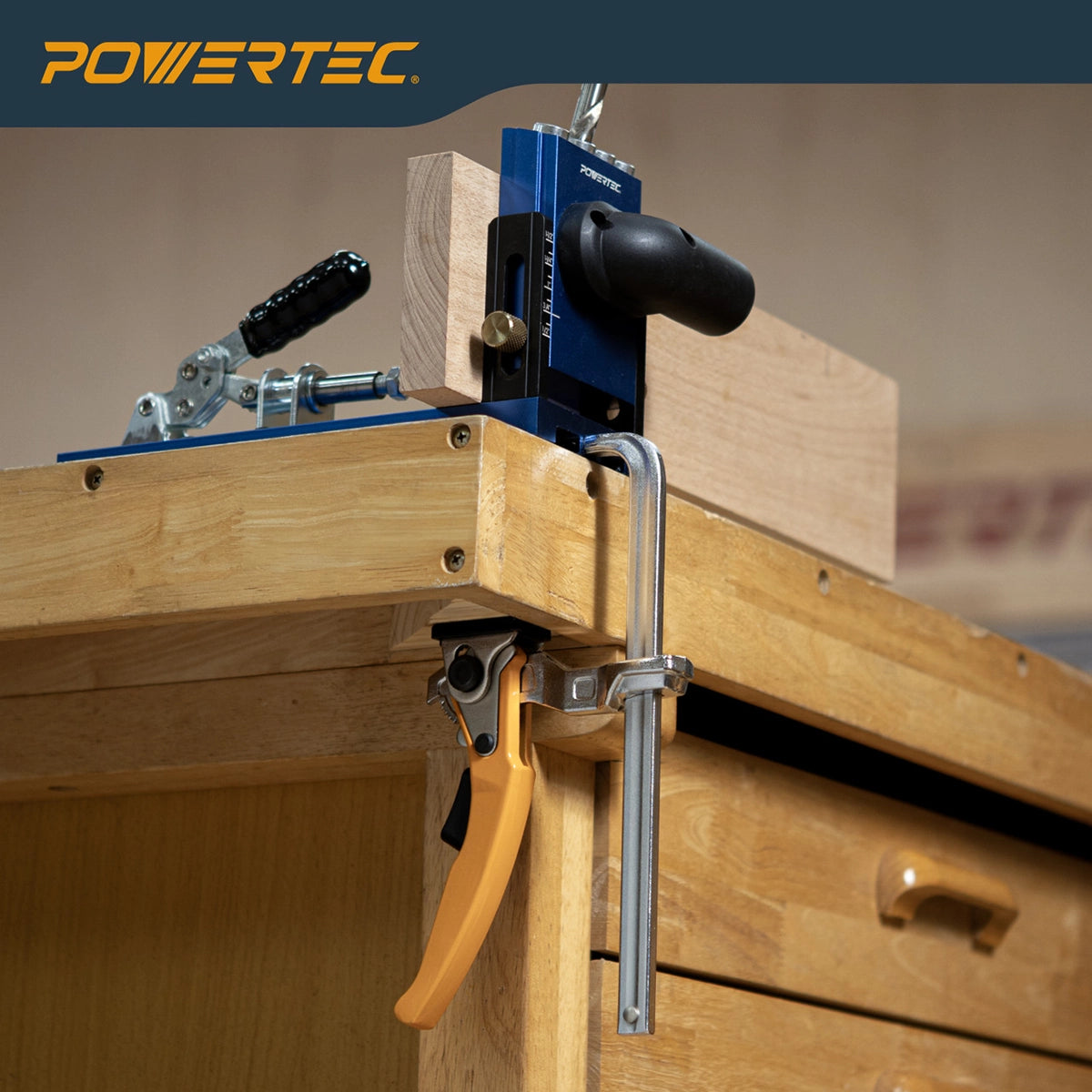 Powertec Quick Release Ratcheting Table Clamp In Use