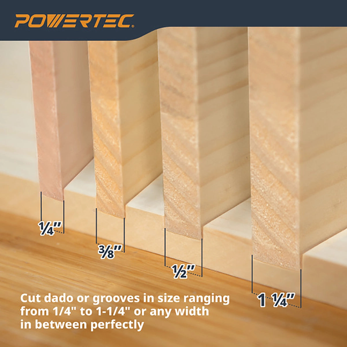 Powertec Router Dado Jig For Precision Dado Cuts 1/4"-1-1/4"
