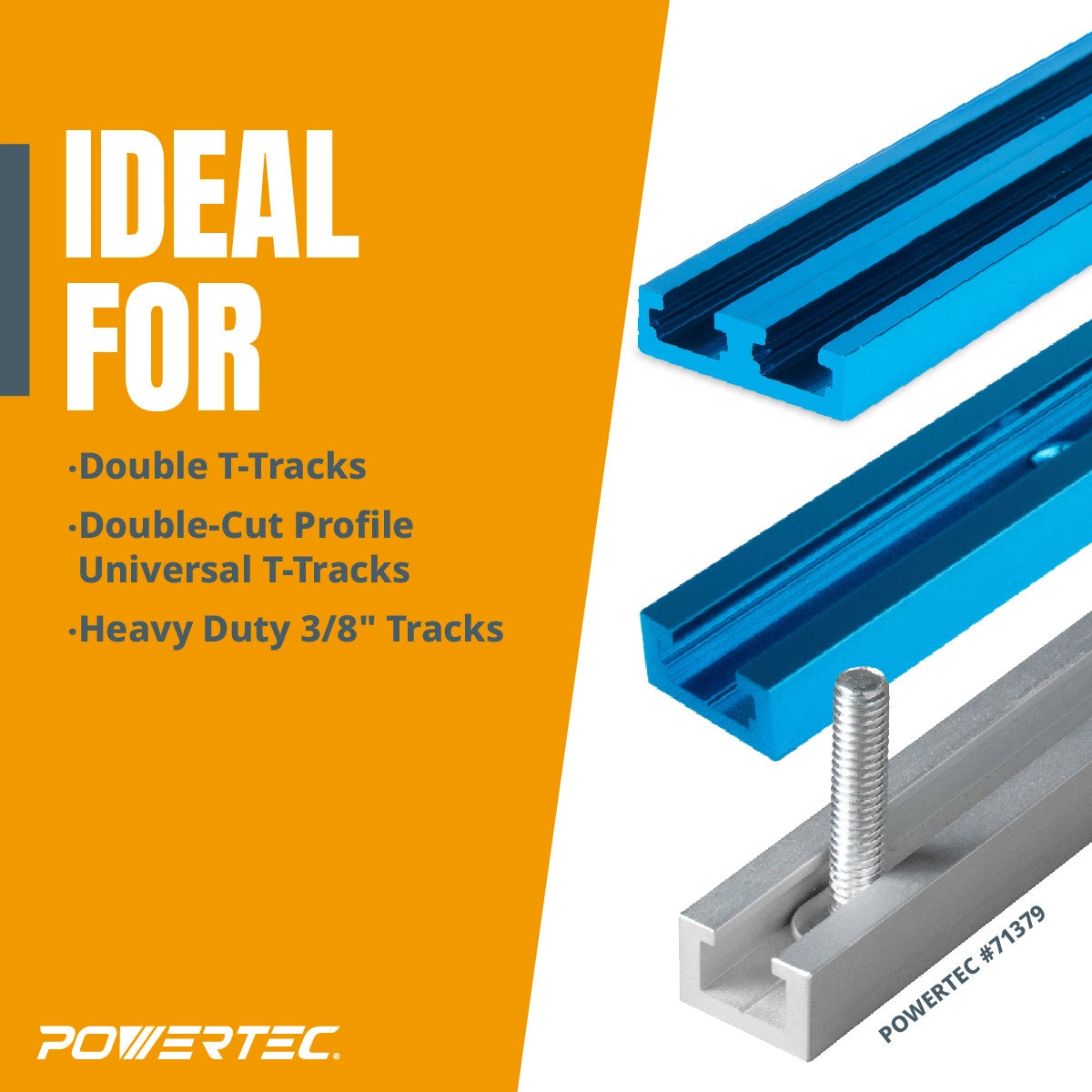 Powertec T-Track Hold Down Clamp for Woodworking 2 Pack Ideal For Multiple Tracks