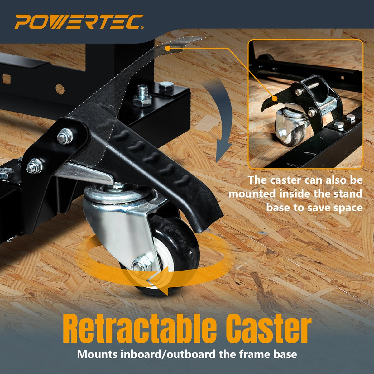 Powertec Tool Stand With Wheels Retractable Caster