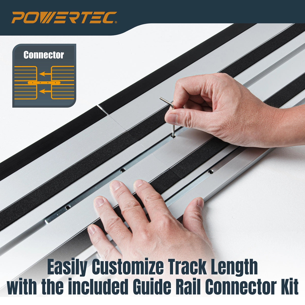 Powertec Track Saw Guide Rail Slide Strip Adjustable Length