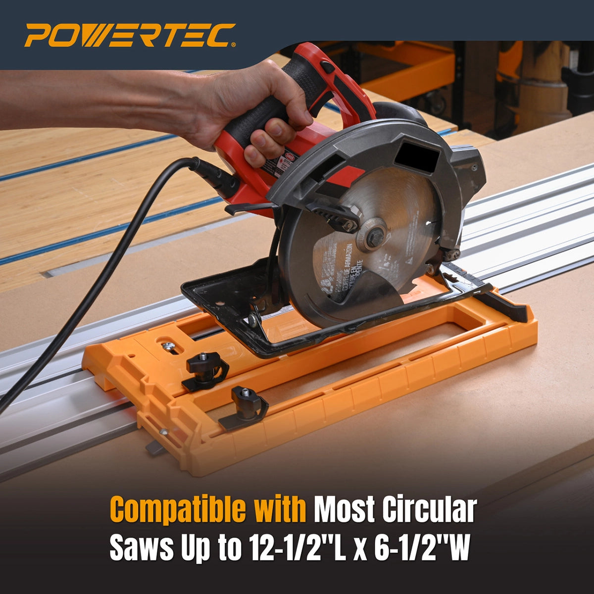 Powertec Universal Circular Saw Track Plate Compatible Circular Saw