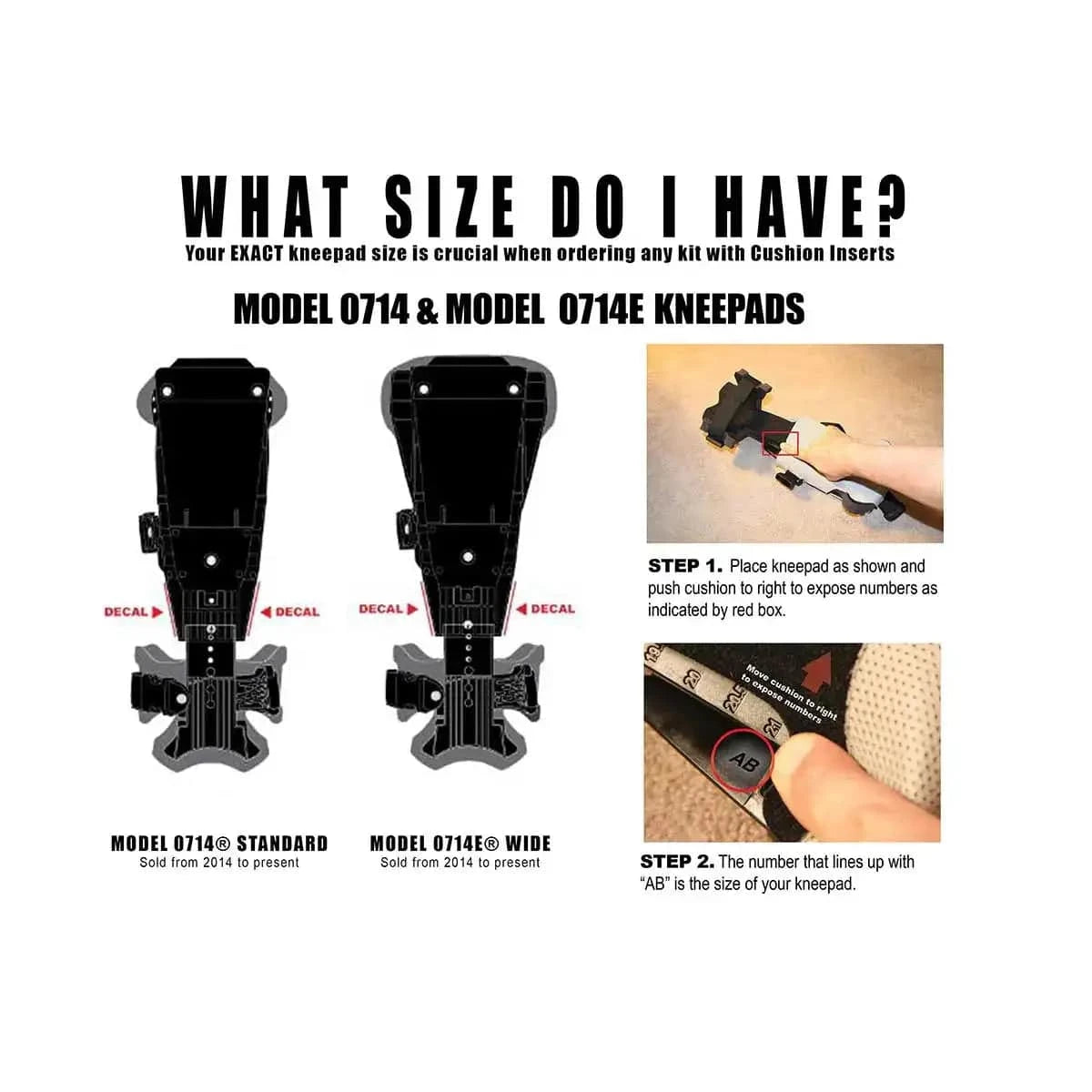 proknee 0714 knee pads size identifier for kits