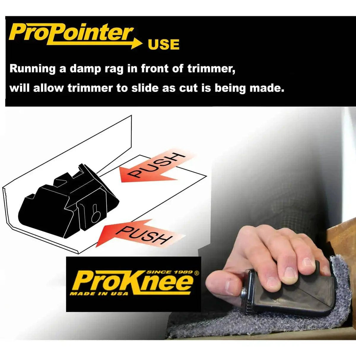 Proknee Treadman Goof Proof Wall Trimmer. GPWT Cuts on direct glue-down and unflexible carpet in one pass