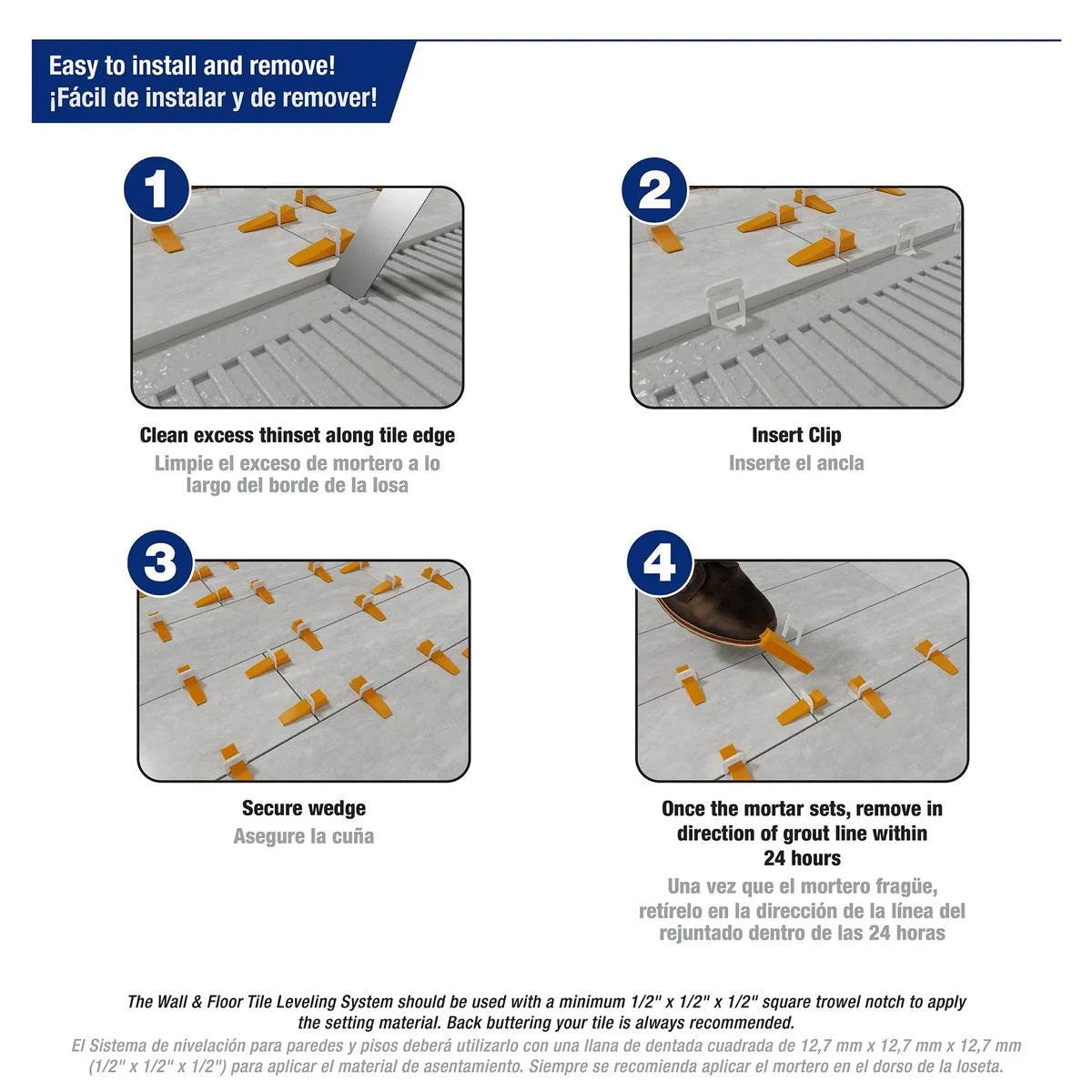 QEP 1/16" Xtreme Tile Leveling System Clips Installation