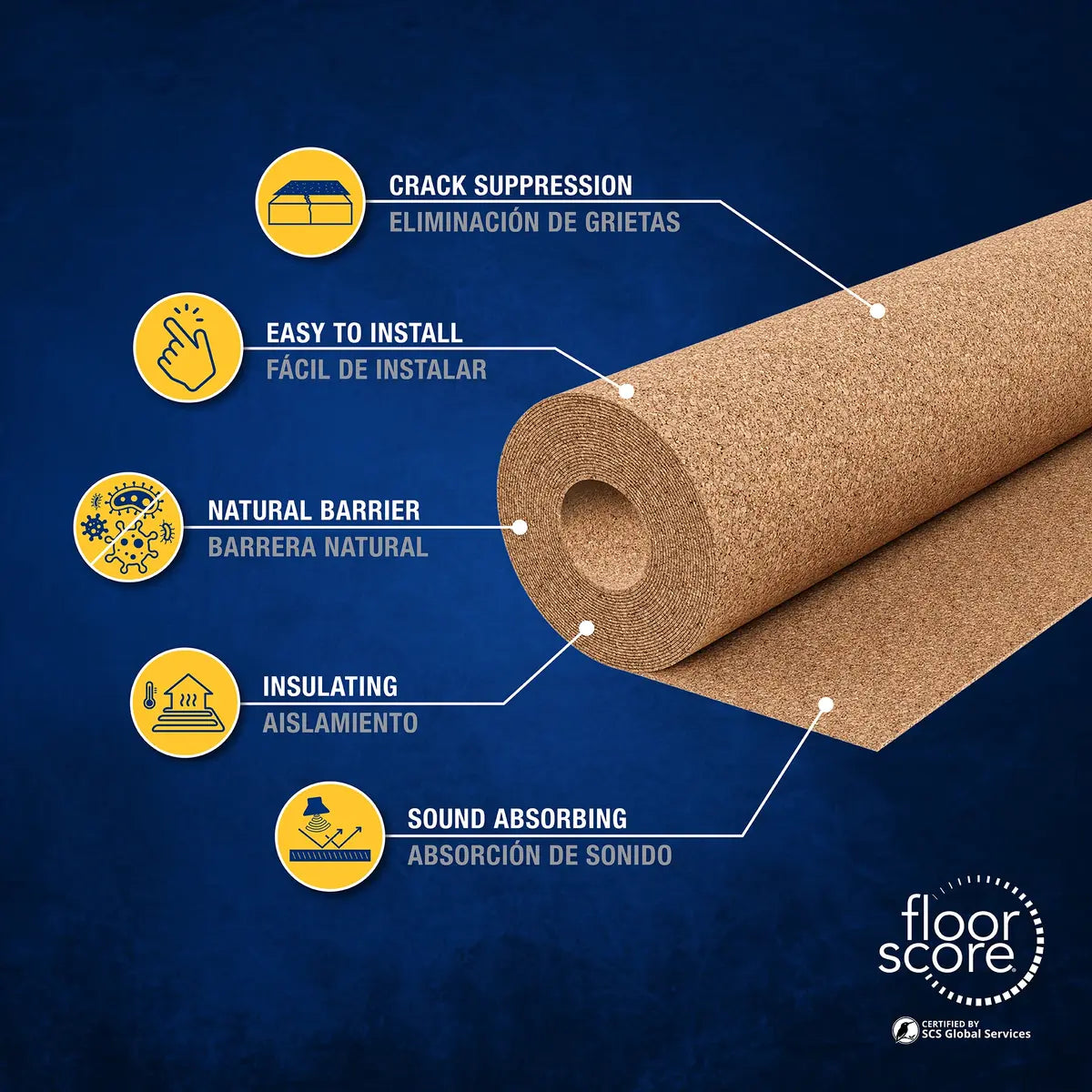 QEP Natural Cork Underlayment 6 mm Roll Crack Suppression