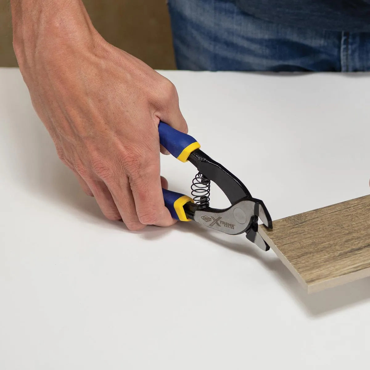 QEP Xtreme Pro Offset Tile Nipper can cut tile up to 5/16" thick