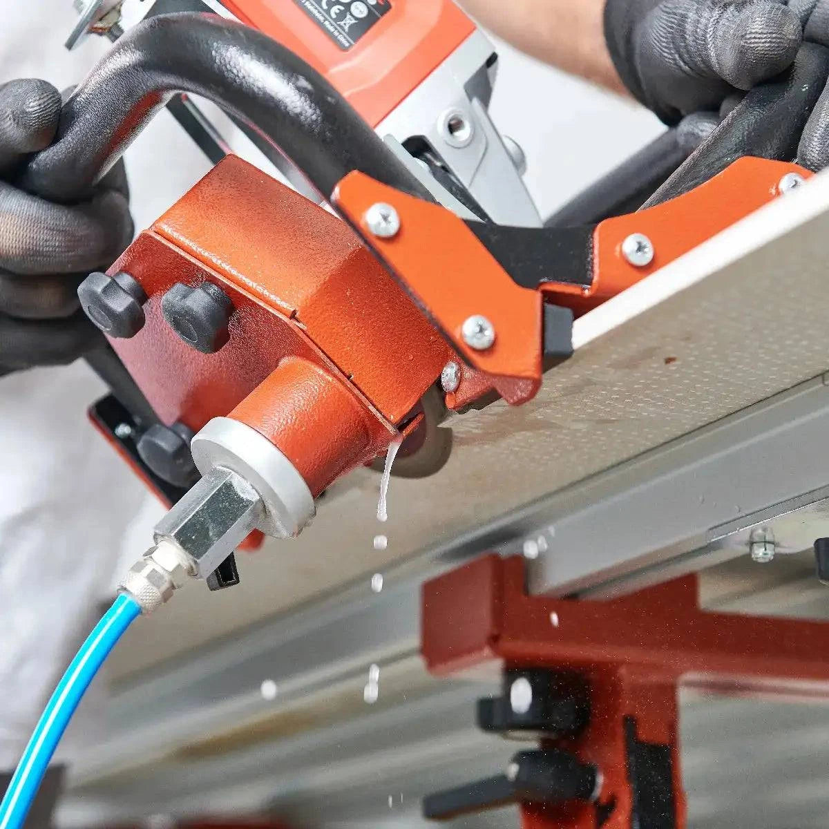 TCLF45DB Raimondi guide to miter on rail on bench thin panel porcelain tile water feed