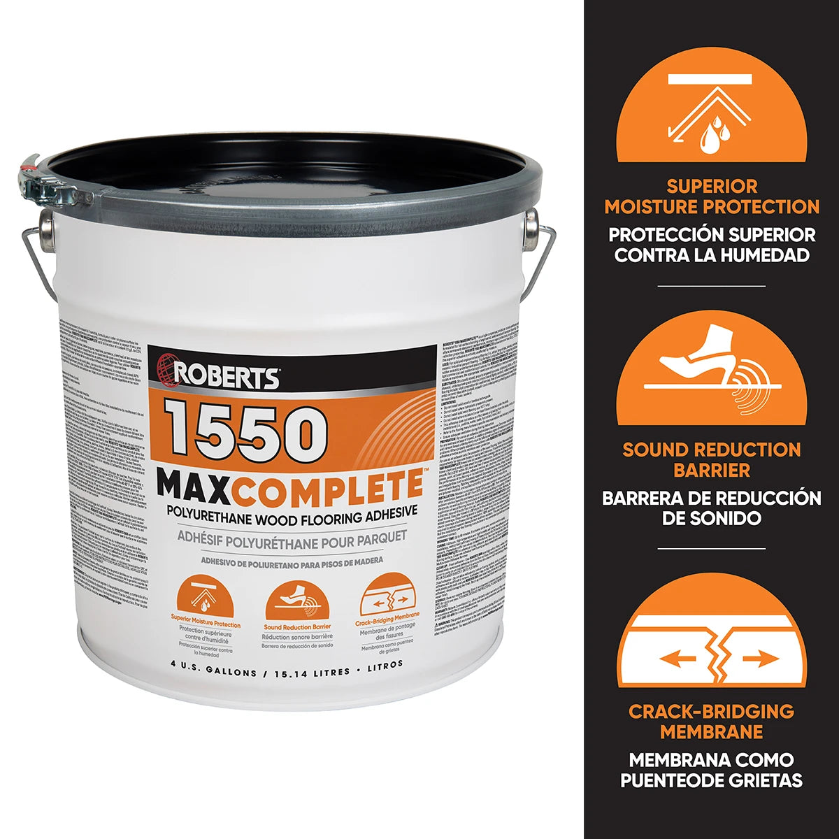 Roberts 1550 Max Complete Polyurethane Wood Flooring Adhesive - 4 Gallon