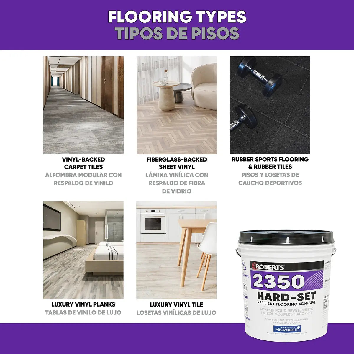 Roberts 2350 Hard Set Resilient Flooring Adhesive - 4 Gallons Flooring Types