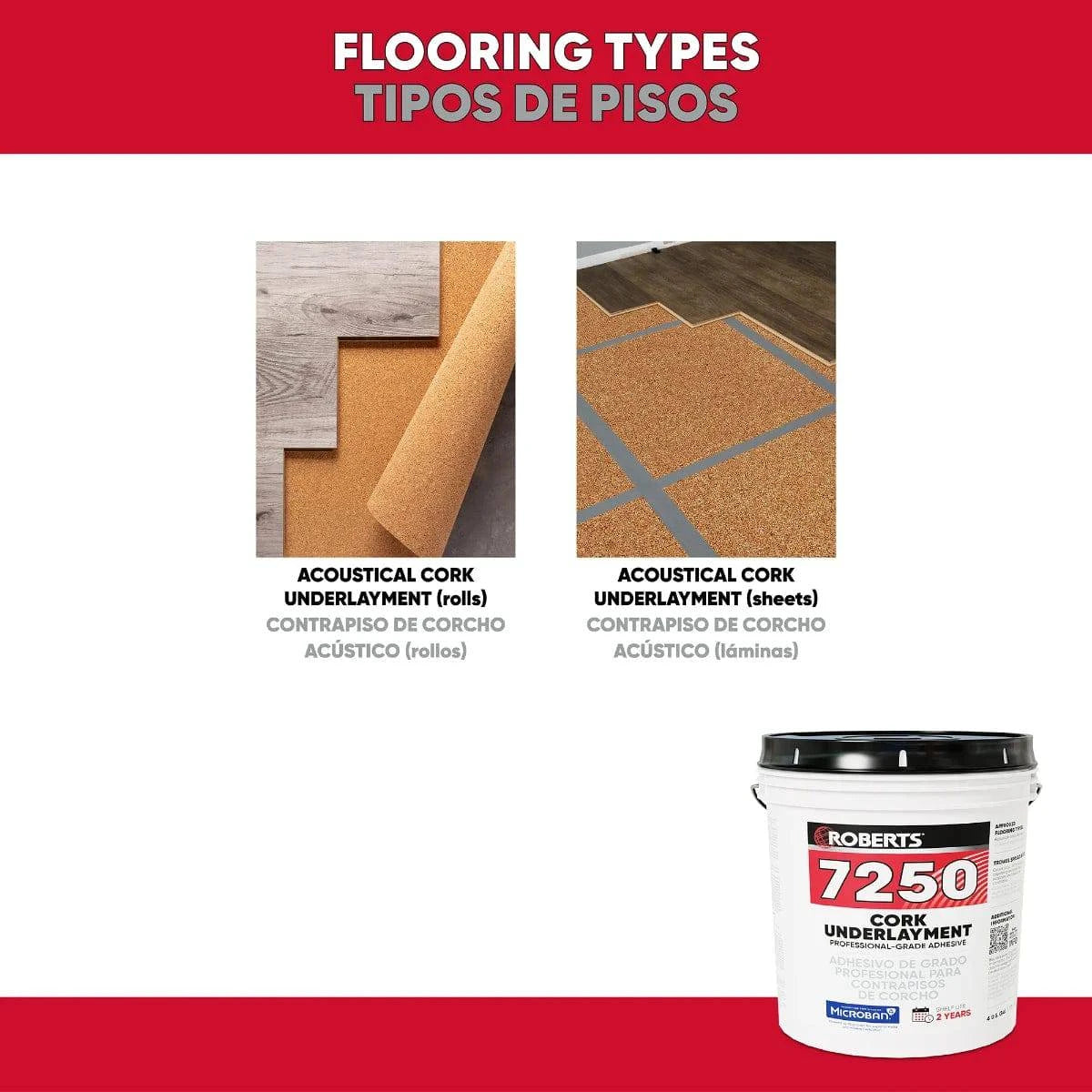 Roberts 7250 Cork Underlayment Adhesive - 4 Gallons Flooring Types