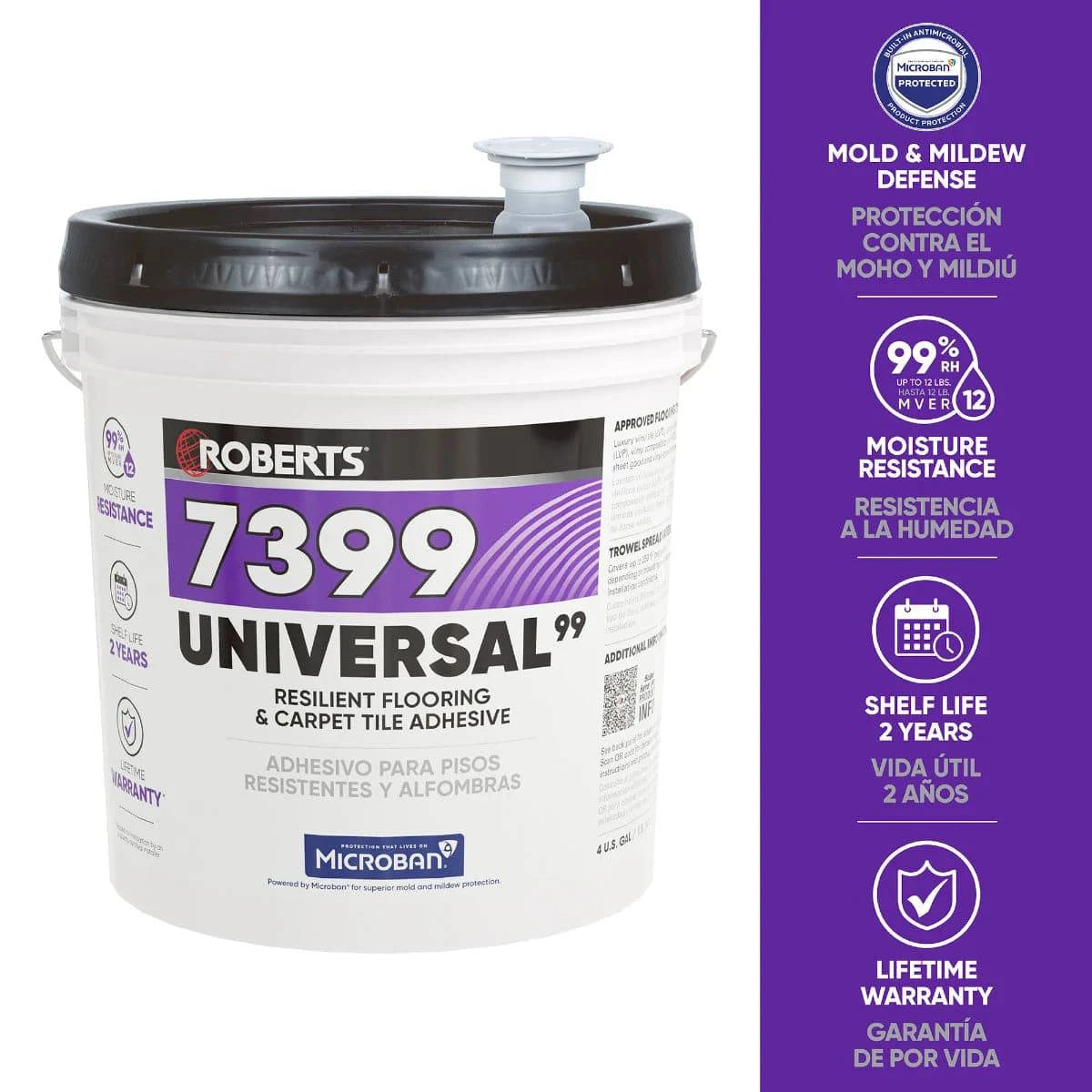 Roberts 7399  Universal PLUS Resilient Flooring & Modular Carpet Tile Adhesive Moisture Resistance