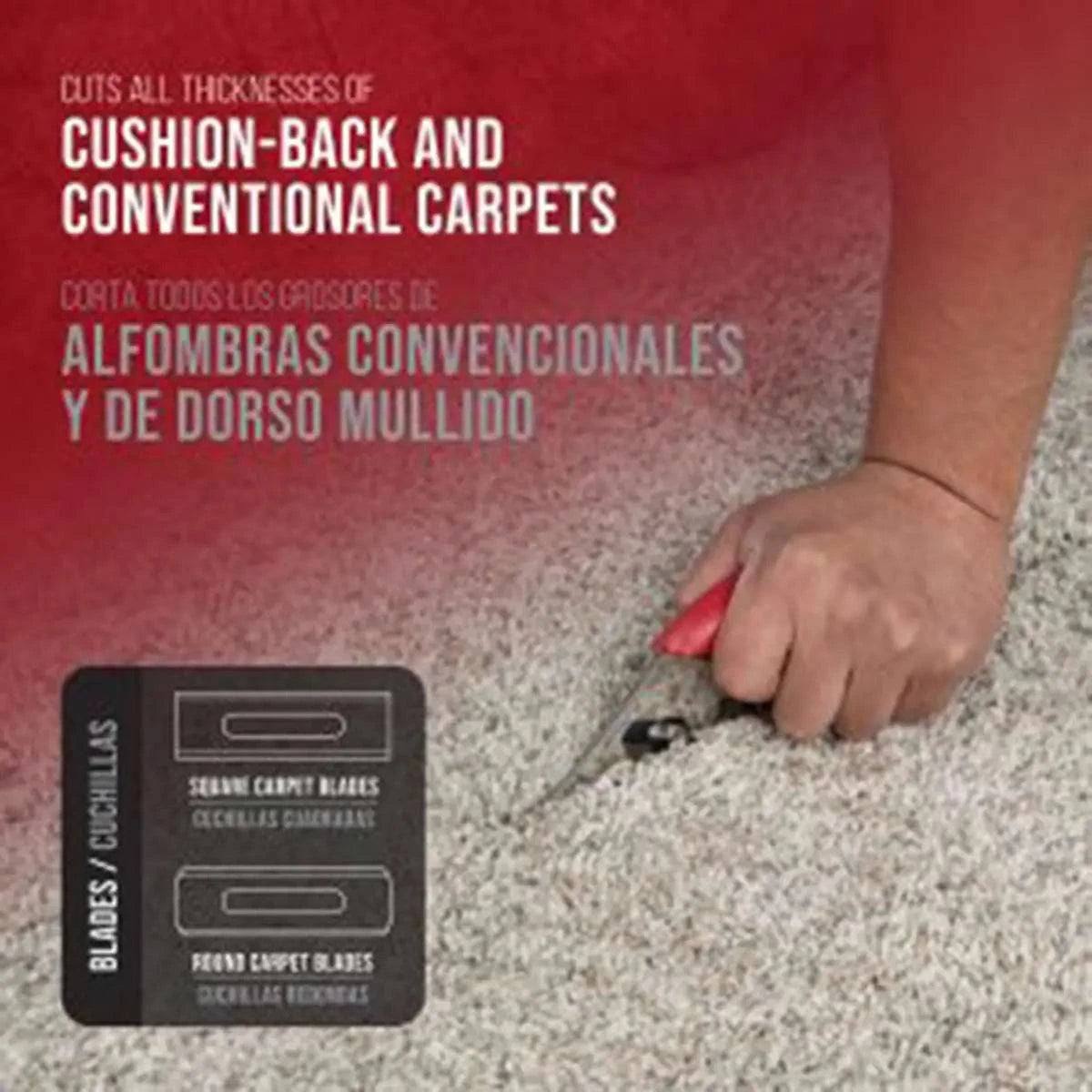Cushion back and conventional carpet cutter by Roberts