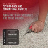 Cushion back and conventional carpet cutter by Roberts