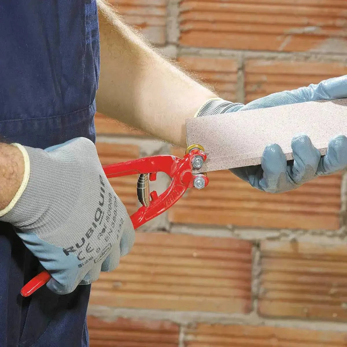 rubi wheeled tile nipper cuts tile