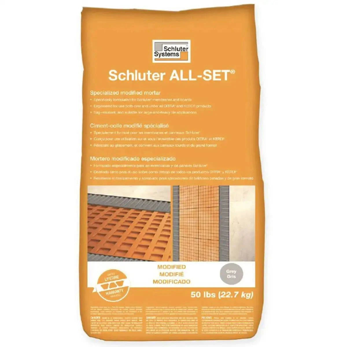 SETA50GP Schluter ALL-SET Modified Gray Thinset, 50 lb. Bag - 56 Piece Pallet