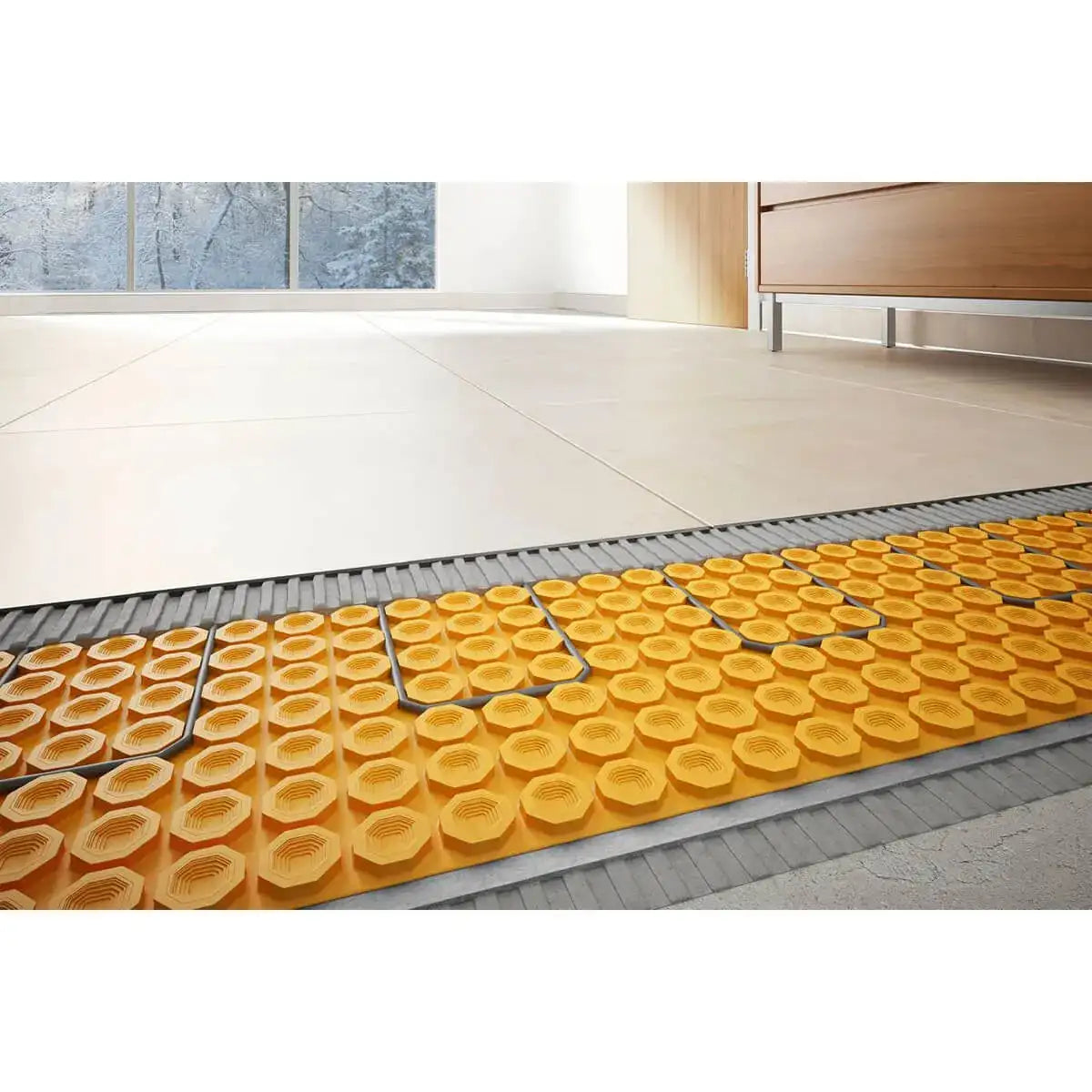 Schluter DITRA-HEAT-DUO great for covering large areas when installing floor heating cables to create a warm, luxurious tile floor