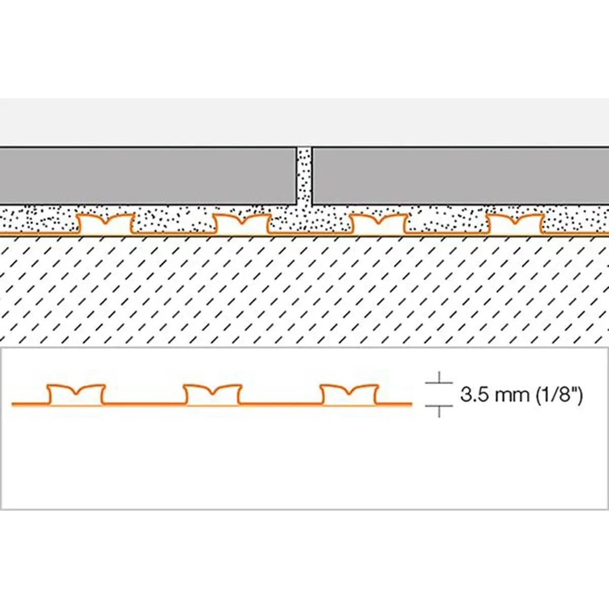 Schluter Ditra-PS Peel and Stick Uncoupling Membrane is only 1/8 inch thick
