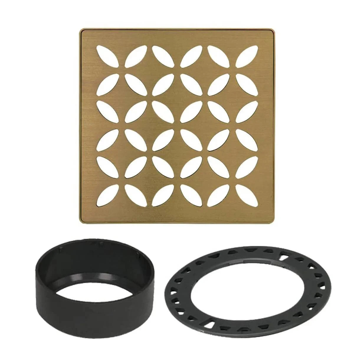 Schluter KERDI-DRAIN-STYLE Metallic Finish Shower Grates floral vintage gold