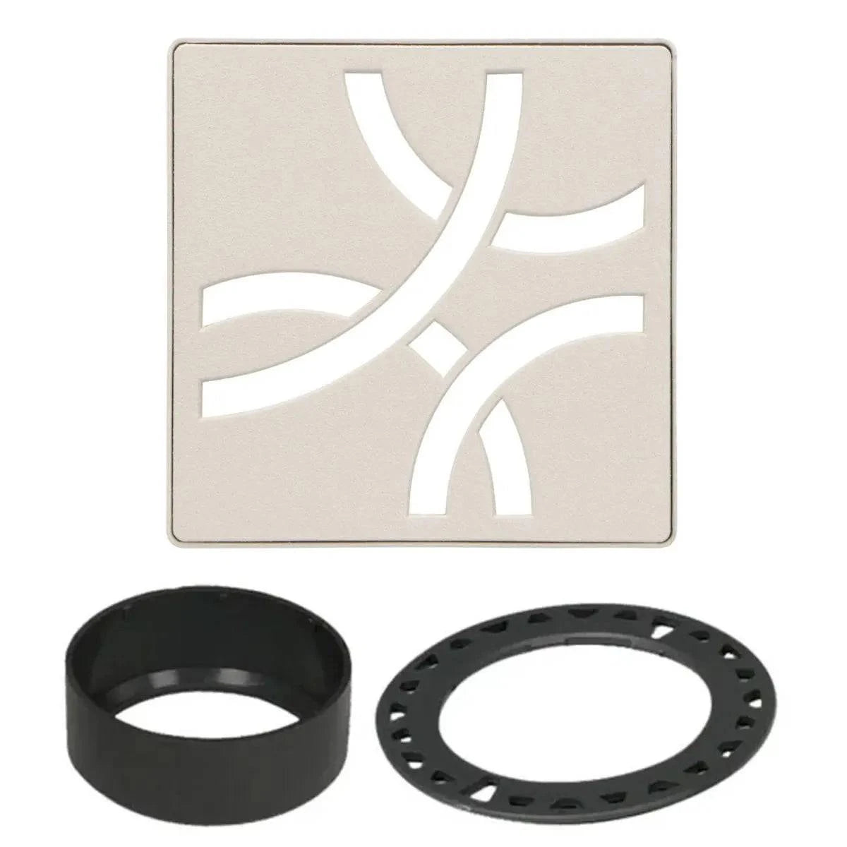 Schluter KERDI-DRAIN-STYLE Metallic Finish 4" Shower Grate Curve Design Ivory