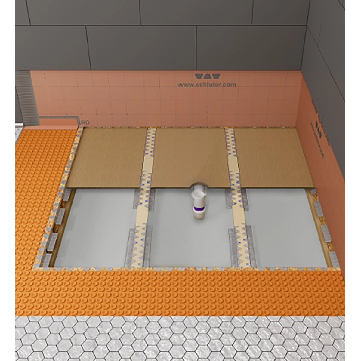Schluter Kerdi-FRS brackets for curbless shower installations using schluter shower pans