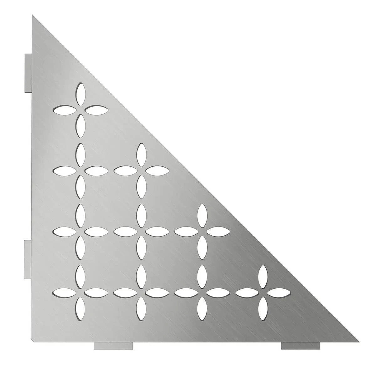 Schluter SHELF-E Shower Corner Shelves brushed stainless triangle floral