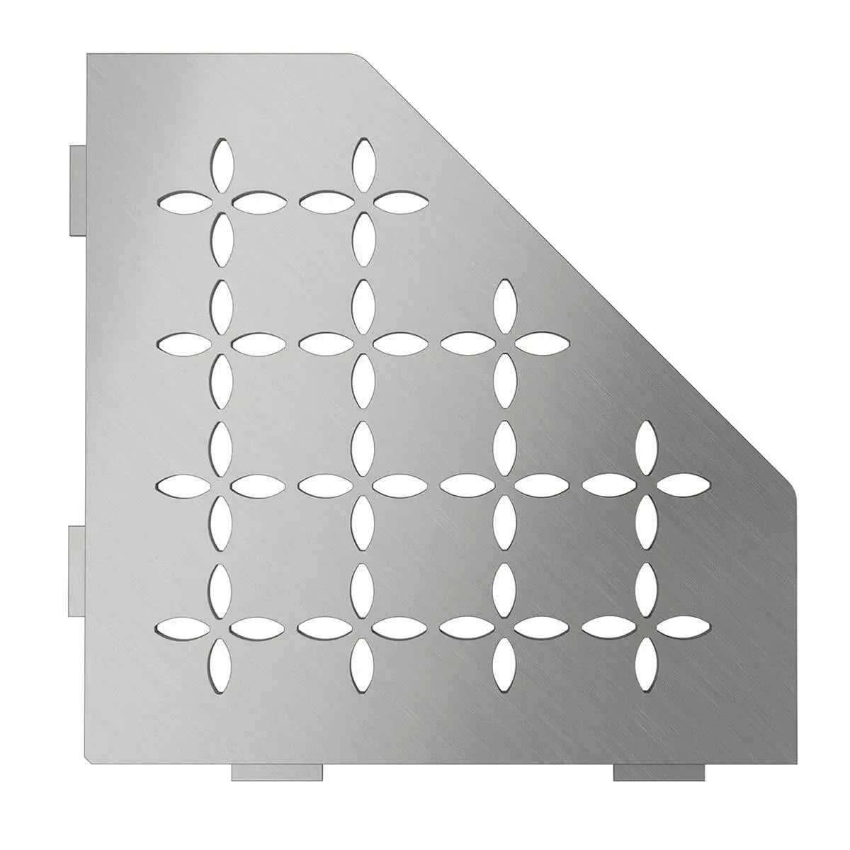 Schluter SHELF-E Shower Corner Shelves brushed stainless pentagon floral