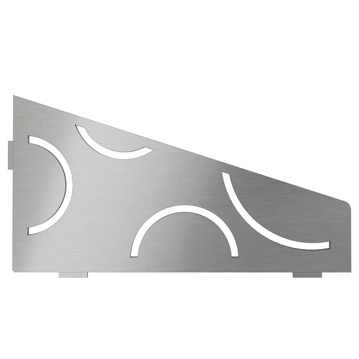 Schluter SHELF-E Shower Corner Shelves brushed stainless quadrilateral curve