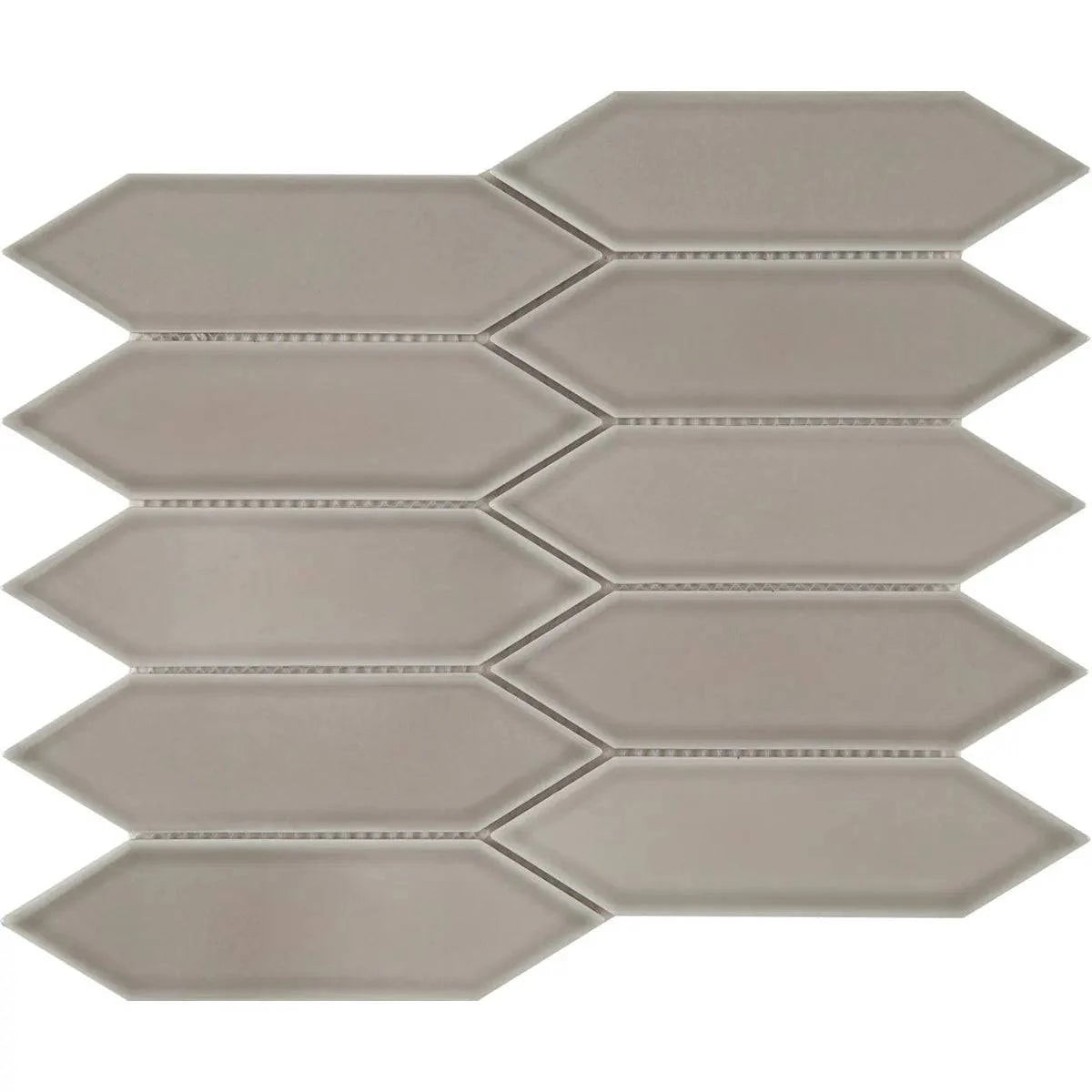 Taupe Glossy Mosaic Picket Tile