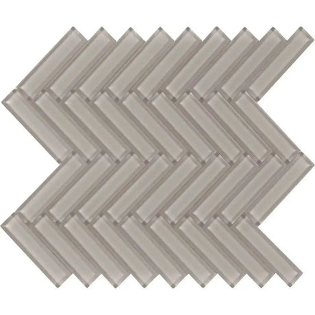 Interceramic Taupe Mosaic Tile Herringbone Clear Finish Only 11" x 12-1/2" Sheet