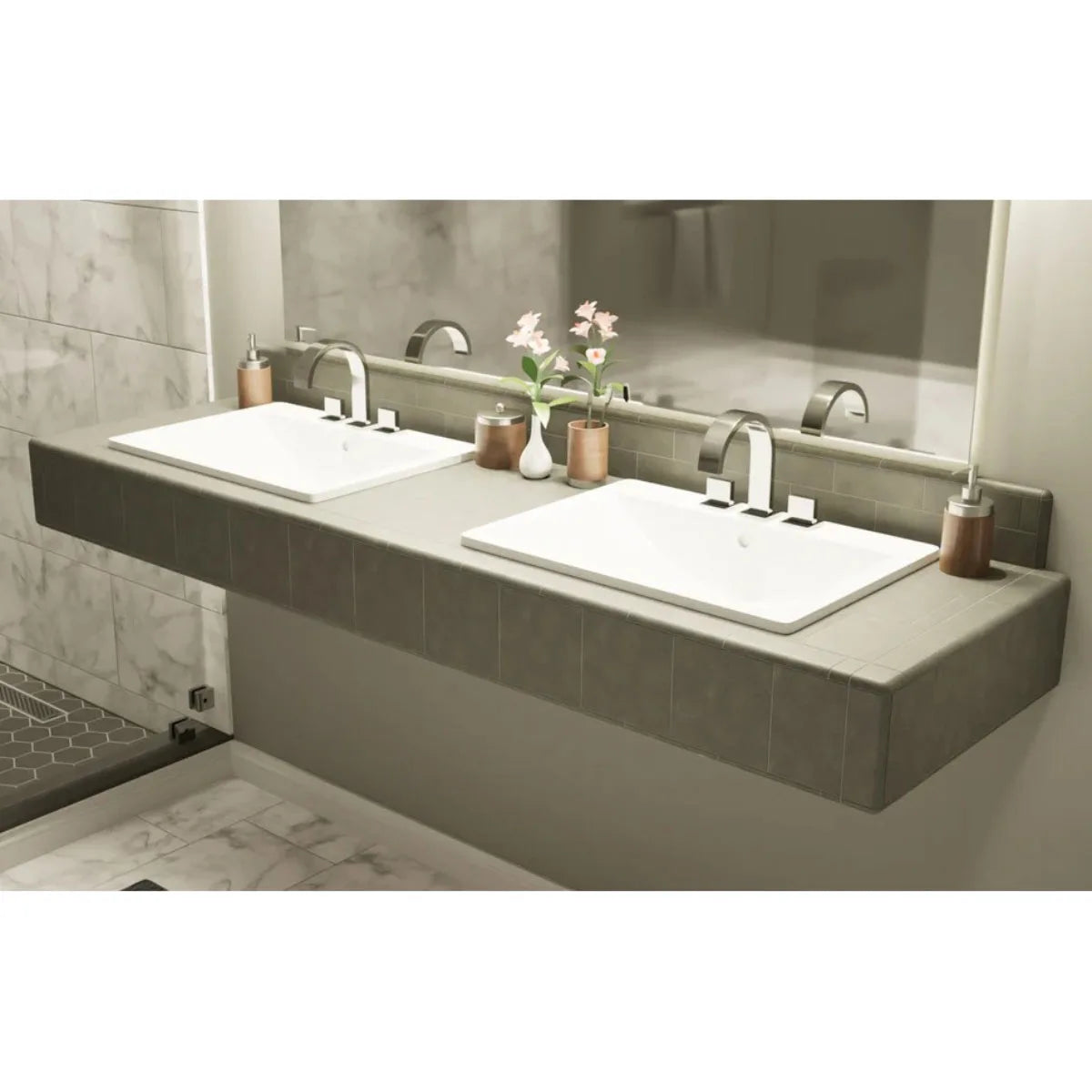 bathroom vanity floating kit with tile