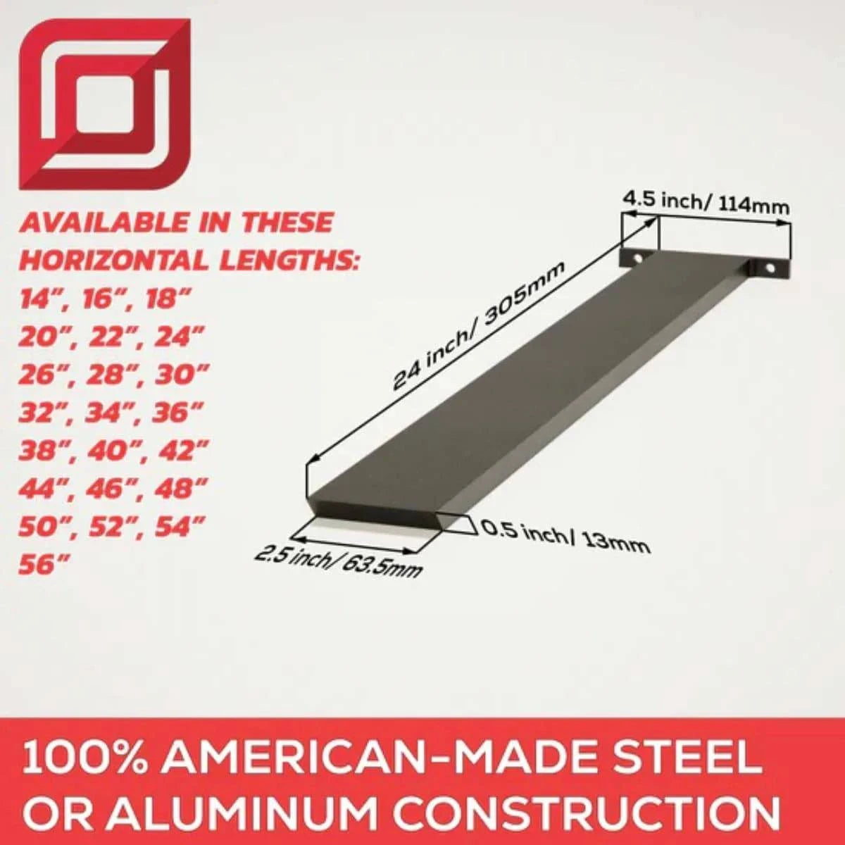 Hidden Island Support Bracket Horizontal Lenghts