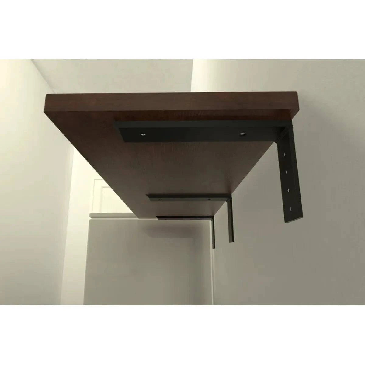 Wood shelf overhang bracket