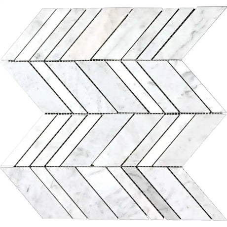 Interceramic Marble White Carrara Arrow Polished Mosaic 10" x 12" Sheet