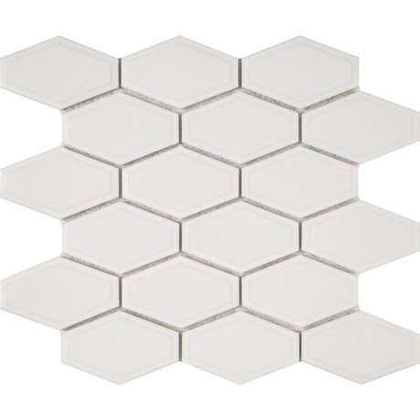 Waterford White Beveled Long Hexagon Mosaic Tile