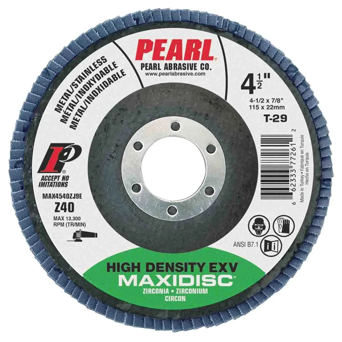 EXV Zirconia Maxidisc High Density Flap Disc 4-1/2" x 7/8" T29
